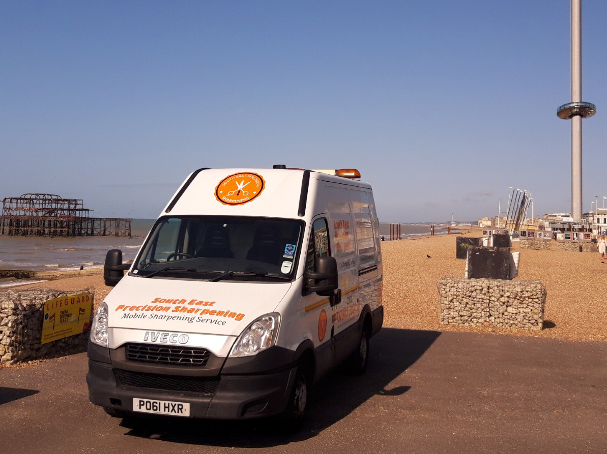 South East Precision Sharpening van at Brighton seafront